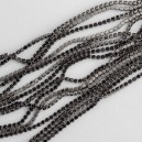 FUR-0173 Цепь под никель с черными камушками (хрусталики 1,5 мм) 10 см