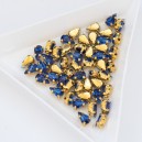 riv-1086 Риволі скляні крапля в золотому цапі (золотий, 3 х 6 мм) 1 шт