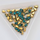 riv-1079 Риволі скляні крапля в золотому цапі (золотий, 3 х 6 мм) 1 шт