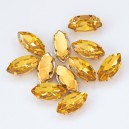 riv-1395 Риволі маркіз у цапах під золото (6 х 12 мм) темно- жовтий