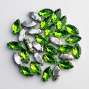 riv-1231 Риволі маркіз у цапах під срібло (6 х 12 мм) зелений
